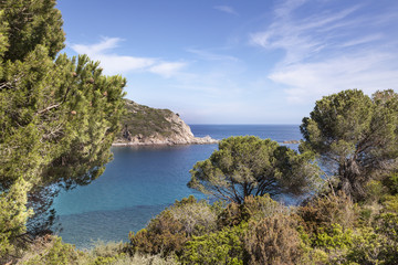 Fototapeta na wymiar Mediterranean coast near Cavoli, Elba island, Elba, island, Tuscany, Italy, Europe
