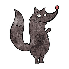 cartoon waving wolf
