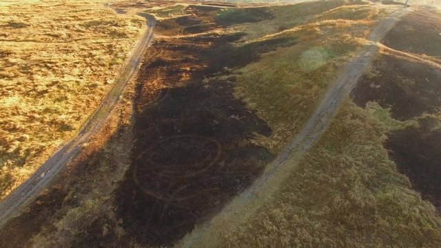 AERIAL VIEW. Scythian Naples With Burnt Grass Damaged By Fire, Crimea
