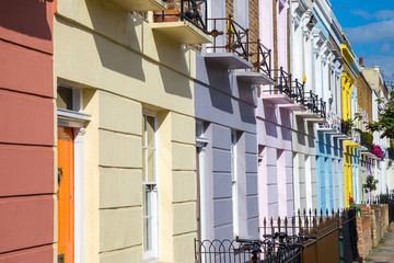 Fototapeta na wymiar Iconic colorful houses of Camden Town district - London, United Kingdom