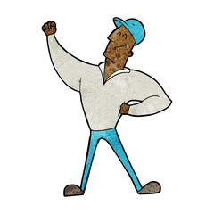 cartoon man striking heroic pose