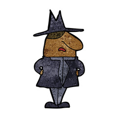 cartoon man in coat and hat