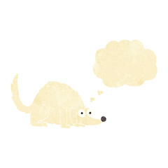 cartoon happy dog with thought bubble