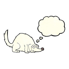 cartoon happy dog with thought bubble
