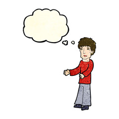 cartoon man explaining with thought bubble