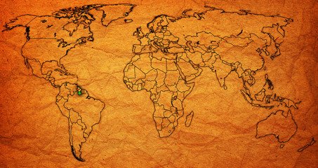 Fototapeta na wymiar guyana territory on world map