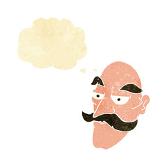 cartoon old man face with thought bubble