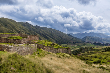 Fototapeta na wymiar View of the Pakapukara ruins near Cusco, Peru