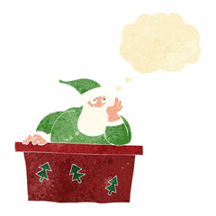 cartoon bored santa claus with thought bubble