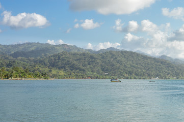 Beautiful tropical coast of the Caribbean sea by the little town of Omoa in Honduras