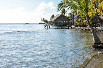 Naklejka premium Beautiful tropical coast of the Caribbean sea by the little town of Omoa in Honduras
