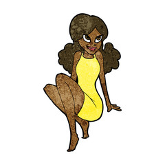 cartoon attractive woman posing