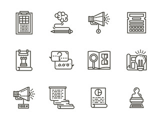 SMM flat line icons vector collection