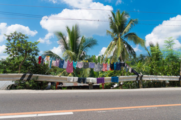 drying laundry outside