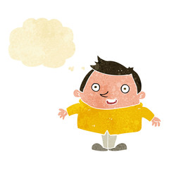 cartoon happy man with thought bubble