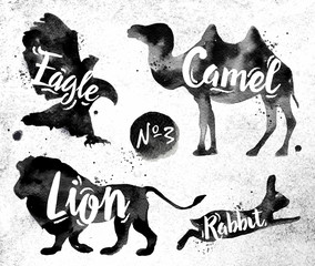 Obraz premium Painted black animals camel
