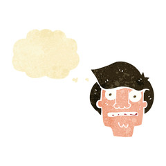 cartoon shocked face with thought bubble