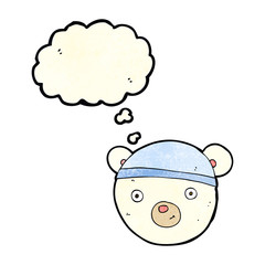 cartoon polar bear face with thought bubble