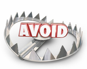 Avoid 3d Word Steel Bear Trap Danger Warning