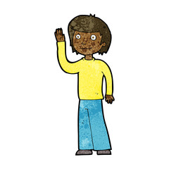 cartoon friendly boy waving