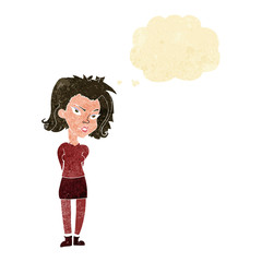 cartoon woman with thought bubble