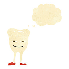cartoon smiling tooth with thought bubble