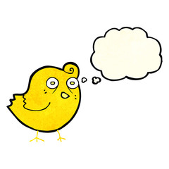 funny cartoon bird with thought bubble