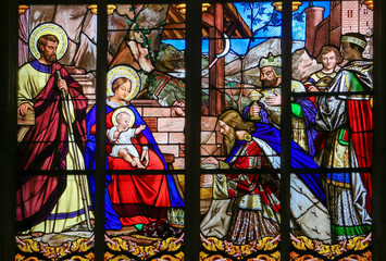 Naklejki  Epiphany Stained Glass in Tours Cathedral - Three Kings