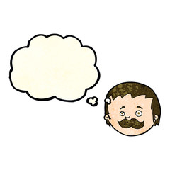 cartoon man with mustache with thought bubble