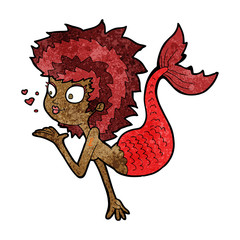 cartoon mermaid blowing a kiss