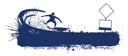 surf scene with surfer doing wave sliding