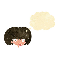 cartoon surprised woman with thought bubble