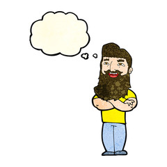 cartoon proud man with thought bubble