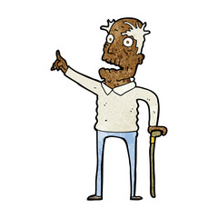 cartoon old man with walking stick