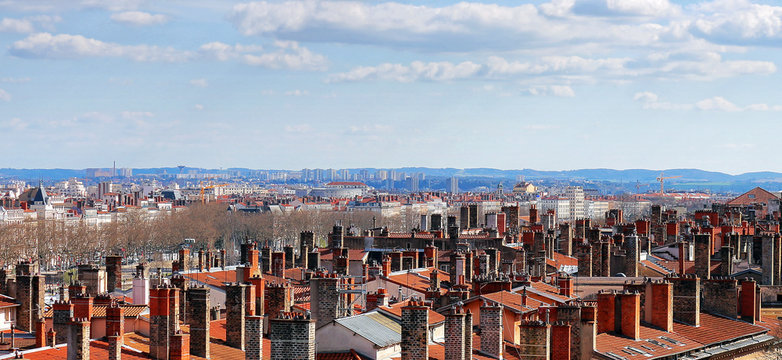 Chemin&eacute;es sur les toits de lyon