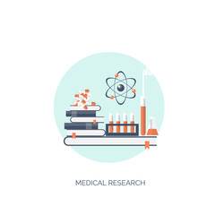 Obraz premium Vector illustration. Flat medical and chemical background