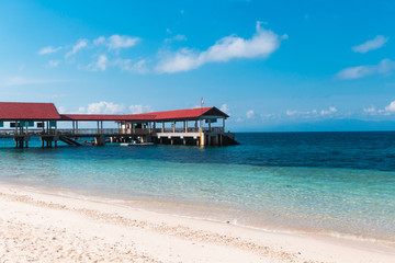 small jetty on a tropical island in the marine park
