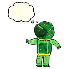 Obraz premium cartoon astronaut with thought bubble