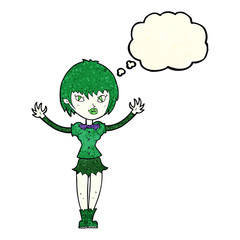 cartoon vampire girl with thought bubble