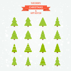 Christmas trees set. New year.