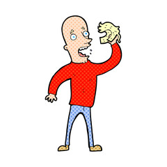 cartoon bald man with wig