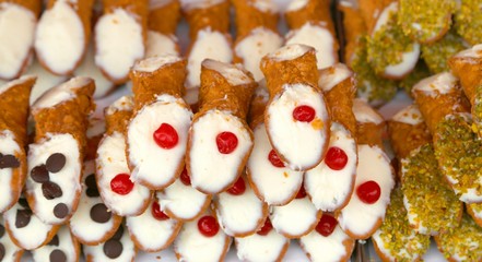 typical Sicilian pastries called CANNOLI  listed in pastry