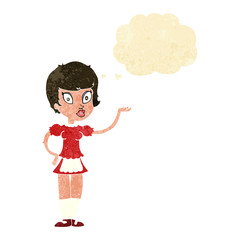 cartoon waitress with thought bubble
