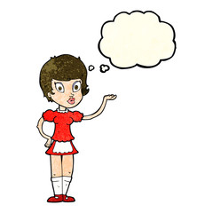 cartoon waitress with thought bubble
