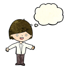 cartoon happy man with thought bubble