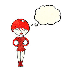 cartoon pretty vampire girl with thought bubble