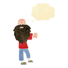 cartoon bearded old man with thought bubble