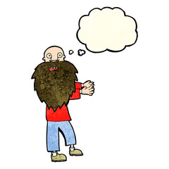 cartoon bearded old man with thought bubble