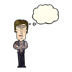 cartoon angry man with thought bubble