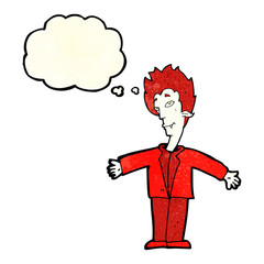 Fototapeta premium cartoon happy vampire with thought bubble